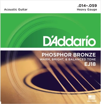 Струни для акустичної гітари D'Addario EJ18 Phosphor Bronze Heavy 14/59