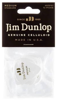 Медиаторы Dunlop 483P01MD Genuine Celluloid Classic White Medium Player's Pack (12 шт.)