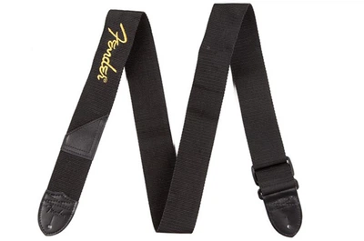 Ремень универсальный Fender Black Polyester Guitar Strap Yellow Logo