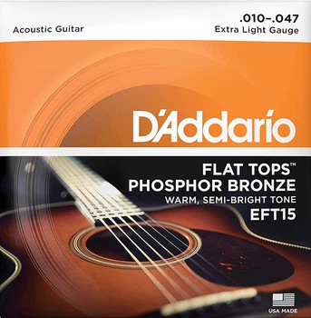 Струни для акустичної гітари D'Addario EFT15 Phosphor Bronze Flat Tops Extra Light 10/47