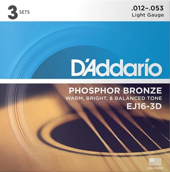 Струни для акустичної гітари 3 Sets D'Addario EJ16-3D Phosphor Bronze Light 12/53
