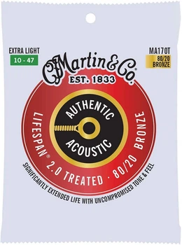 Струны для акустической гитары Martin MA170T Lifespan Treated 80/20 Bronze Extra Light 10/47