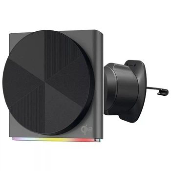 Автоутримувач RGB підсвітка з Регулюванням смартфона на 360 градусів установка вентиляційна решітка з бездротовою зарядкою Proove Magic Neostorm Qi2 15W