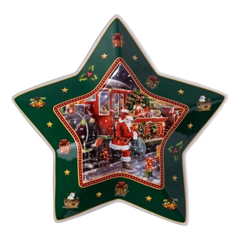 Блюдо сервировочное для подачи закусок салатов фруктов десертов Santa 25.5 см сервировочная тарелка новогодняя рождественская