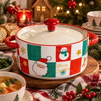 Супница с крышкой 800 мл Christmas бульонница фарфоровая кастрюля подачи супа для сервировки стола
