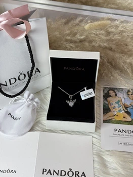 Серебряное колье Pandora "Сердце с крыльями ангела"+подарочная упаковка
