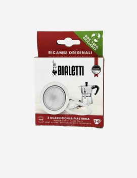 Ремкомплект Bialetti, 3-4 чашки: 3 уплотнителя + сито