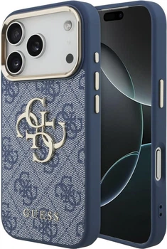 Чохол для смартфона Guess 4G Big 4G Classic Logo для Apple iPhone 18 Pro / Apple iPhone 17 Pro Blue/Gold (3666339651107)