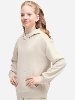 Подростковое худи для девочки Puma Essentials Centered Cat Logo Relaxe 69297382 146-152 см Бежевое (4070033393598)