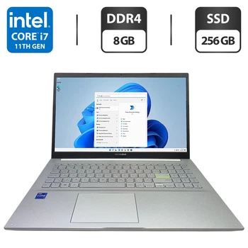 Ультрабук Б-клас Asus VivoBook 15 K513 / 15.6" (1920x1080) IPS / Intel Core i7-1165G7 (4 (8) ядра по 4.7 GHz) / 8 GB DDR4 / 256 GB SSD / Intel Iris Xe Graphics / WebCam б/в