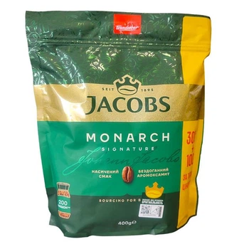 Кофе растворимый jacobs Monarch 400 г оригинал якобс монарх растворимый натуральный ароматный вкусный кофе быстрого приготовления эспрессо капучино латте классический для дома офиса работы завтрака экономный