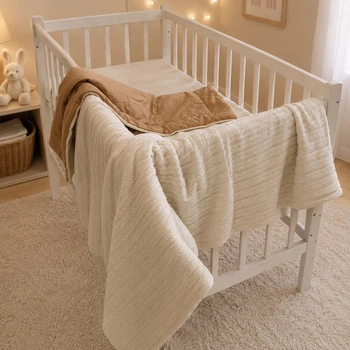 Плед детский MirSon №052 Premium Pique Creamy 150х220 см (2200013893639)