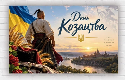 Паперовий плакат. День Козацтва "Козак. Тризуб", розмір 120х75 см"