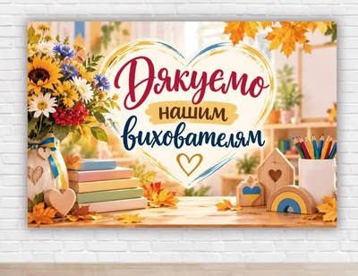 Паперовий плакат. З днем вихователя "Серце подяки" 1х1,5 м
