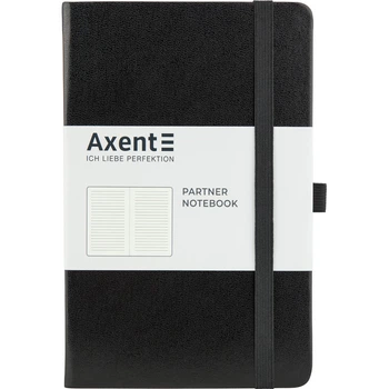 Блокнот AXENT 125*195мм 96арк. Partner чорний, на гумці, крем. папір (лінія) /8308-01-A/