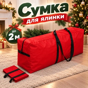 Сумка чехол для хранения искусственной елки до 2 м, красная