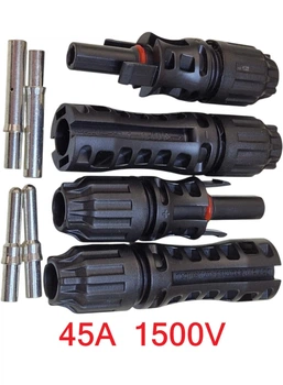 Конектор MC4 45A 1500V (2пары = 2папы+2мамы) IP68, Ø4-6мм, кебельный соединитель для солнечных панелей