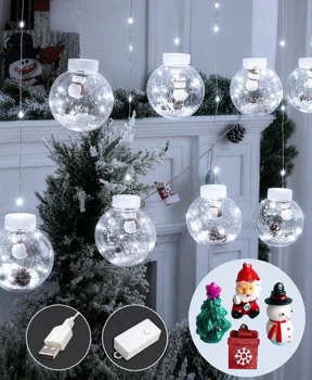 Гірлянда Штора-кульки фігурки мікс, 200 LED, 3 × 0,8 м, 8 режимів, USB, біла, 1815-03
