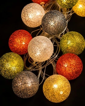 Гирлянда Шарики из ниток цветные, 12 LED, 4 м, переходник, теплый белый, 13511-07