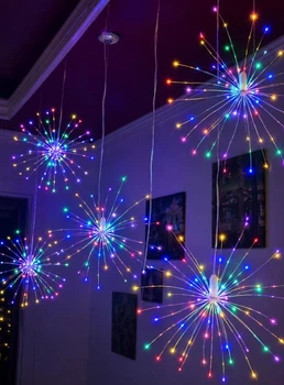 Гирлянда Пучок-фейерверк 3 м × 0,6 м, 5 пучков, 500 LED, 8 режимов, мульти, 1947-01