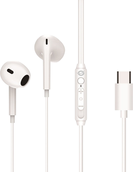 Sluchawki przewodowe douszne Conceptronic BRENDAN02W USB Type-C Biale (4015867243121)