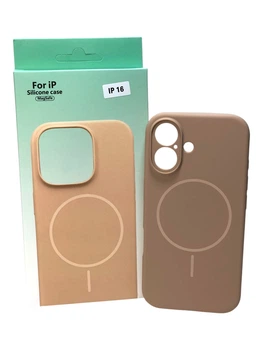 Чехол силиконовый магнитный с Магсейф для iPhone 16 Silicone BEATS with MagSafe №6 Cappuccino