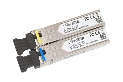 Пара оптичних модулів MikroTik S-3553LC20D S-35LC20D(1310nm/1550nm), S-53LC20D(1550nm/1310nm),1.25 Гб/с,20 км