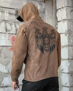 Олимпийка мужская Born Of War Eagle Койот милитари стрейч-вельвет с капюшоном вм4742 XL