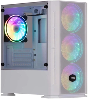 Корпус 2E GAMING Calleo GB700W без БЖ, 2xUSB3.0, 1xUSB2.0, 4x120мм ARGB, VGA 320мм, LCS ready, контроллер с пультом, TG боковое окно, mATX, белый.