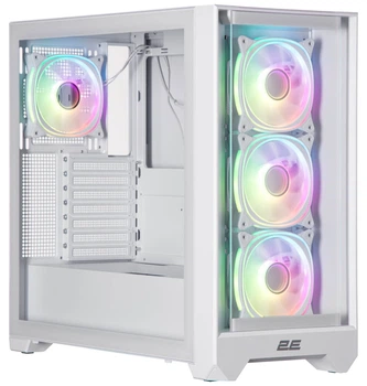 Корпус 2E GAMING Dominator Pro G2302W, без БЖ, 2xUSB3.0, 1xUSB Type-C, 4x120мм ARGB, VGA 380мм, готов к жидкостному охлаждению, контроллер с пультом, боковая панель из закаленного стекла, передняя панель TG/сетка, ATX, белый.