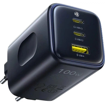 Быстрая зарядка для телефона USB Type-C / Сетевое зарядное устройство Baseus PicoGo AE11 Fast Charger 100W (1USB-A/2C) (E01214) (черный Cosmic Black)