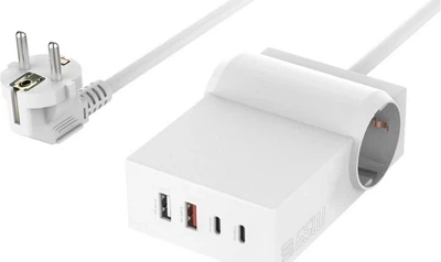 Stacja ładowania 4smarts Desk Charger GaN 3xUSB-C + USB-A 65W + 2xAC Biała (4252011906413)
