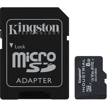 Карта памяти Kingston microSDHC Industrial 8GB Class 10 UHS-1(U3) A1 V30 + SD adapter (SDCIT2/8GB) [177345]