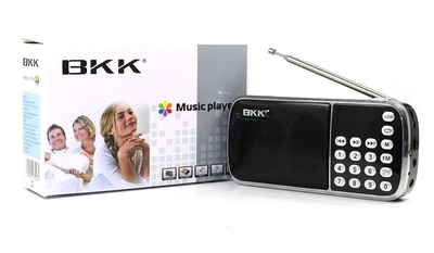 Карманный мини-радиоприемник BKK USB MP3 L088 карманный с картридером и аккумулятором с папками и SD-картой Черный