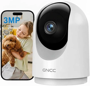 Камера GNCC 2K 3MP Wi-Fi 360° для відеоспостереження, нічне бачення, рух, звук, двосторонній зв'язок