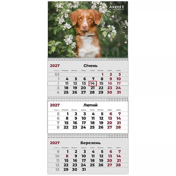 Календарь настенный квартальный 2027г, 3 пр., Dogs 2