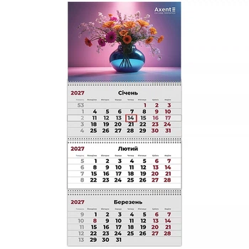Календарь настенный квартальный 2027г, 3 пр., Magic Flowers 3