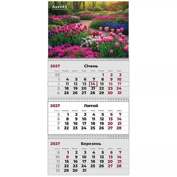 Календарь настенный квартальный 2027г, 3 пр., Gardens 2