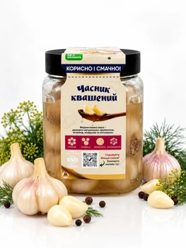 Чеснок квашеный ферментированный 0.6 л (без сахара и консервантов)