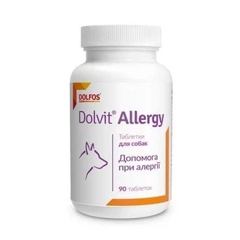 Вітамінно-рослинна добавка для собак Dolfos Dolvit Allergy при алергічних проявах, 1 таблетка