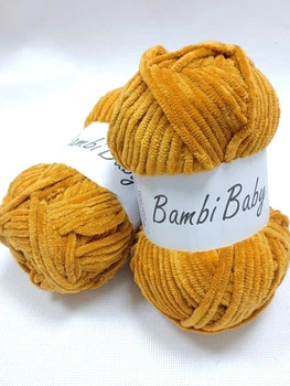 Плюшева пряжа Bambi Babi 022 медовий велюр 100 г/110 м