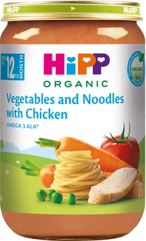 Пюре органическое HiPP Овощи и лапша с курицей для детей с 12 месяцев 220 г (9062300106371)