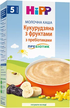 Молочна каша HiPP Кукурудзяна з фруктами з пребіотиками 250 г (9062300126539_9062300140153)