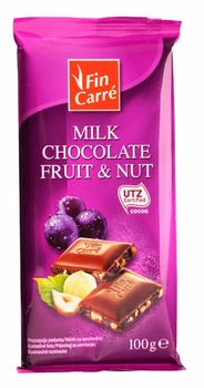 Молочний шоколад Fin Carre Fruit & Nut з фруктами та горіхами, 100 г