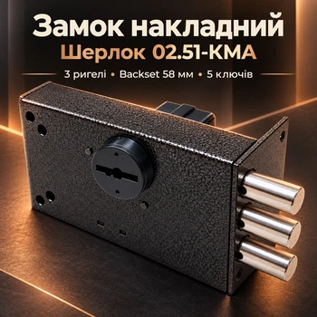 Замок накладной сувальдный Шерлок 02.51-KMA для входных дверей
