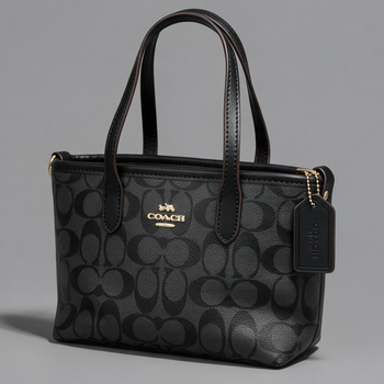 Женская сумка Coach Crossbody Tote Bag черная, сумка-тоут Коач через плечо, сумочка Коуч с регулируемым ремнем