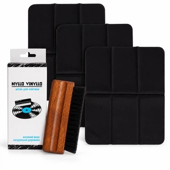 Щітка для вінілових платівок Myllo Vinyllo Record Brush з антистатичним ворсом + 3 серветки