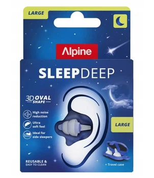 Беруші для сну Alpine SleepDeep Large L, 27 дБ, для широкого слухового проходу, багаторазові, з футляром