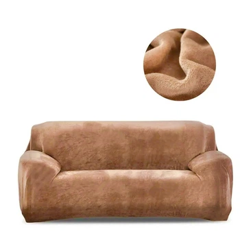 Защитный чехол на трехместный диван Diana Textile Plush Velvet, Світло-коричневий, 190x230 см