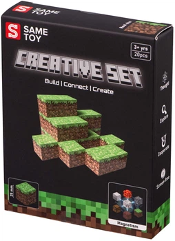Магнитный конструктор Creative Set Grass 20 элементов пластик зеленый коричневый